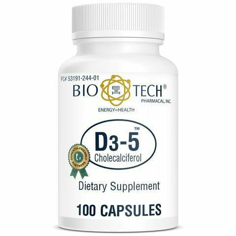 Bio-Tech D3-5 5000 IU, 100 capsules, front of bottle