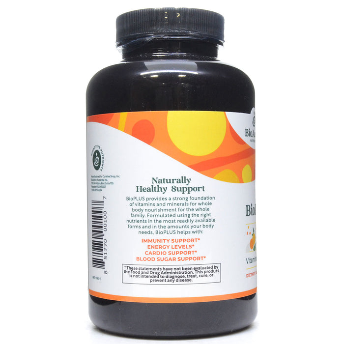 BioActive Nutrients BioPLUS Multivitamin/Multimineral 180 capsules suggested use label
