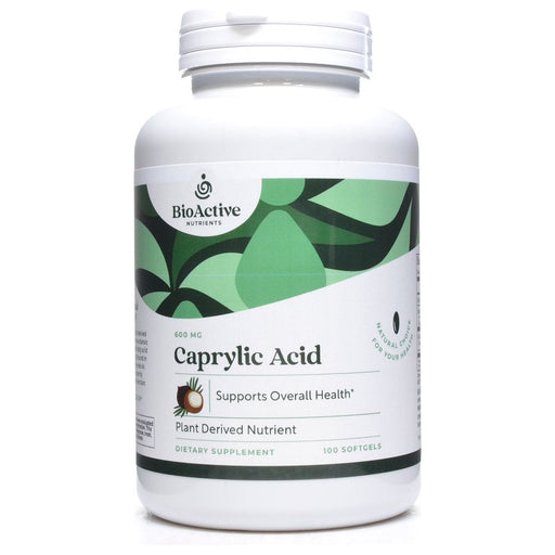 BioActive Nutrients Caprylic Acid 600 mg, 100 softgels, front of bottle