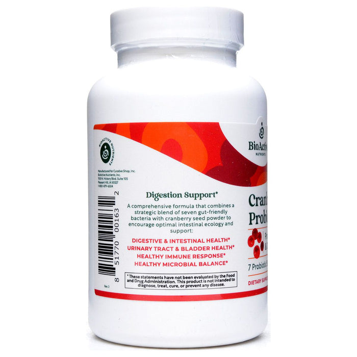 BioActive Nutrients Cranberry Probiotic with Prebiotics 120 veg capsules suggested use label