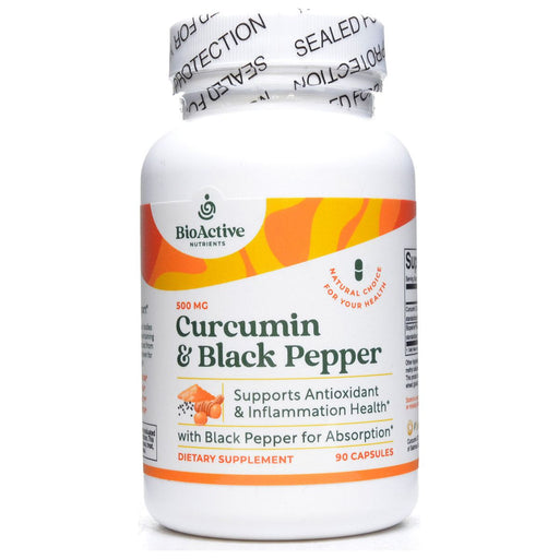 BioActive Nutrients Curcumin & Black Pepper 500 mg, 90 capsules, front of bottle