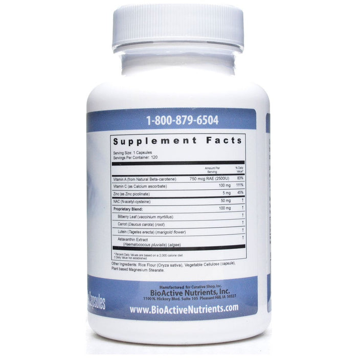BioActive Nutrients Eye Support 120 veg capsules supplement facts label