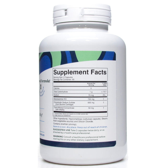 BioActive Nutrients Glucosamine & Chondroitin 120 capsules supplement facts label