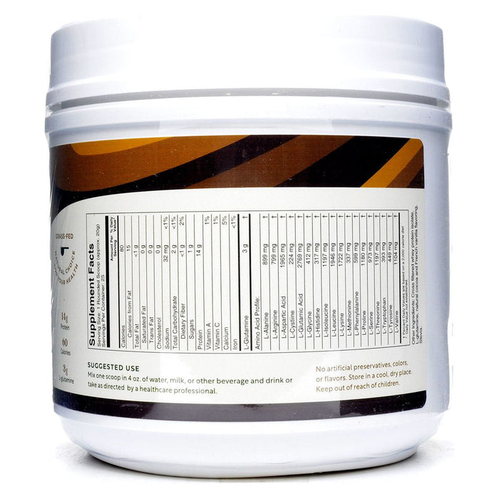 BioActive Nutrients Grass-Fed Whey Protein Chocolate supplement facts label
