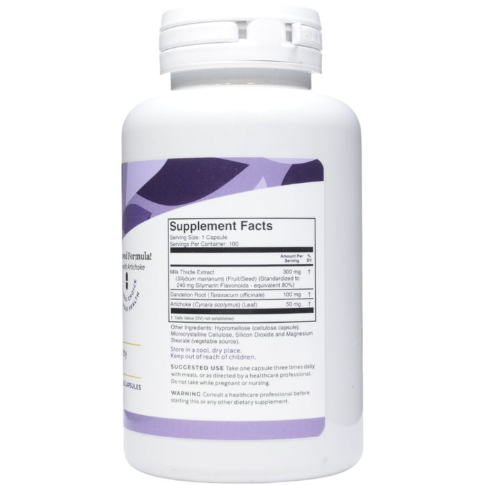 BioActive Nutrients Milk Thistle & Dandelion 100 veg capsules supplement facts label