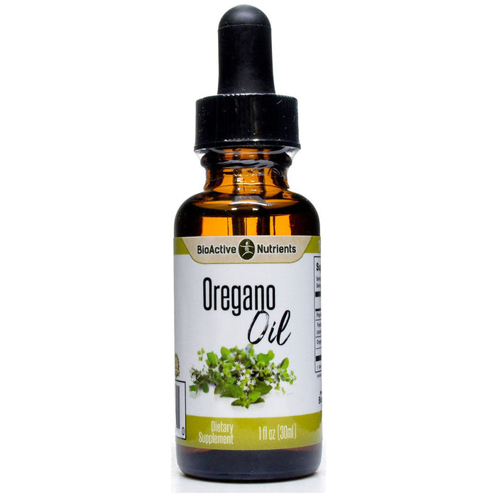 BioActive Nutrients Oregano Oil, 1 fl oz, front of dropper bottle