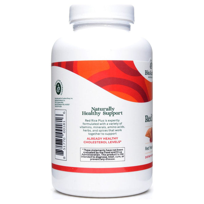 BioActive Nutrients Red Rice Plus 240 veg capsules suggested use label