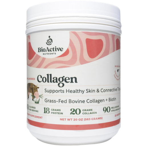 BioActive Nutrients Unflavored Collagen with Hyaluronic Acid, 20 oz, front of tub