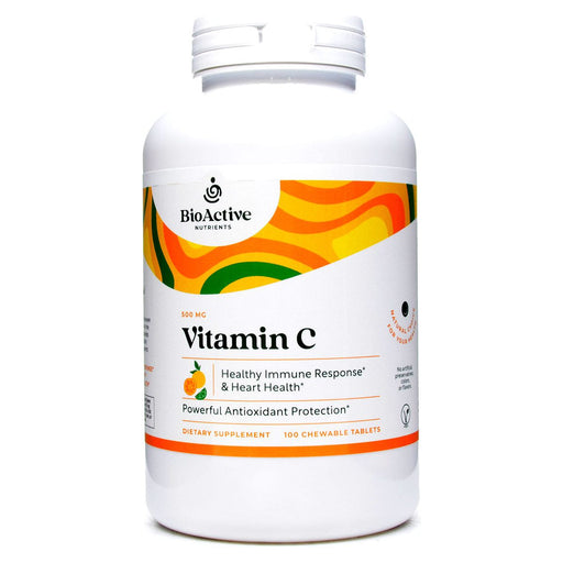 BioActive Nutrients Vitamin C 500 mg, 100 chewable tablets, front of bottle