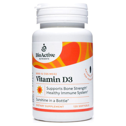 BioActive Nutrients Vitamin D3 5,000 IU, 120 softgels, front of bottle