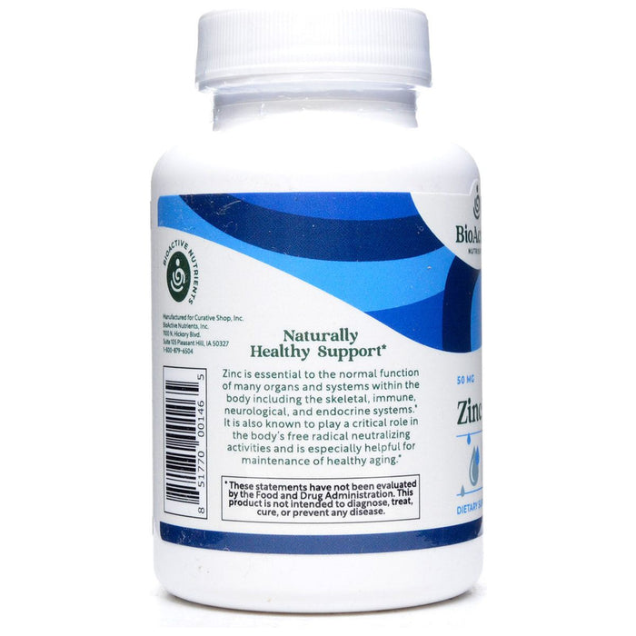 BioActive Nutrients Zinc Picolinate 50 mg 120 veg capsules suggested use label