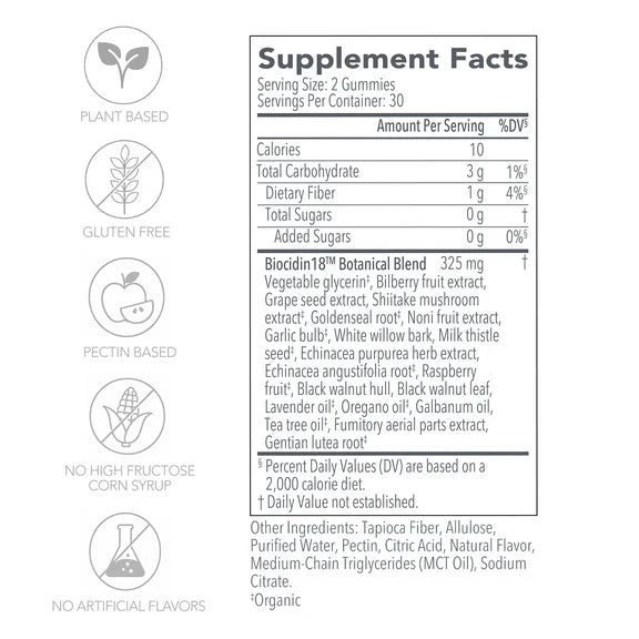 Biocidin Botanicals Biocidin Gummies Supplement Facts