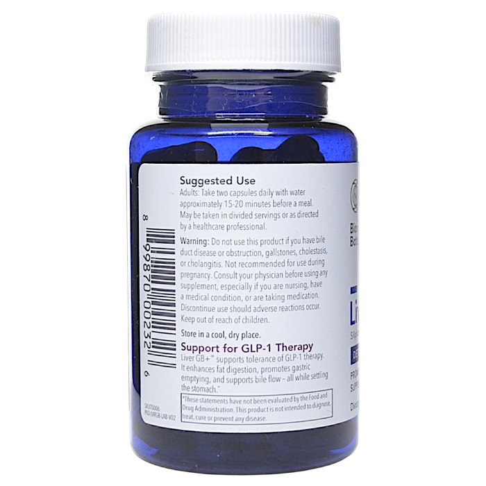 Biocidin Botanicals Liver GB+ 60 capsules suggested use label