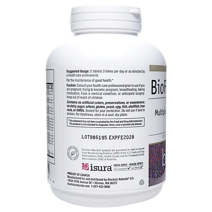 Bioclinic Naturals BioFoundation-G 180 tablets suggested use label