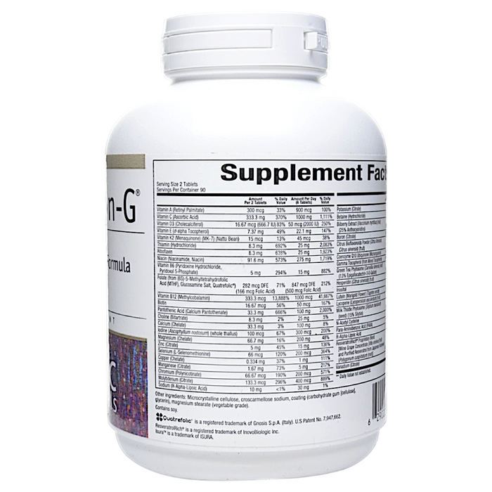 Bioclinic Naturals BioFoundation-G 180 tablets supplement facts label