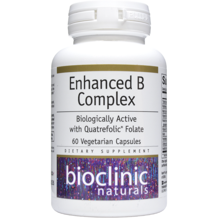 Bioclinic Naturals Enhanced B Complex, 60 capsules, front of bottle