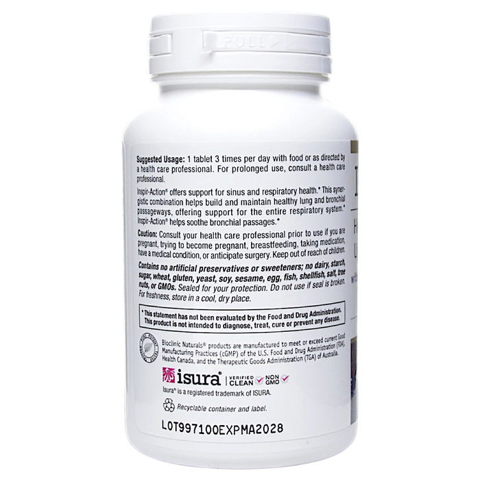 Bioclinic Naturals Inspir-Action 60 tablets suggested use label