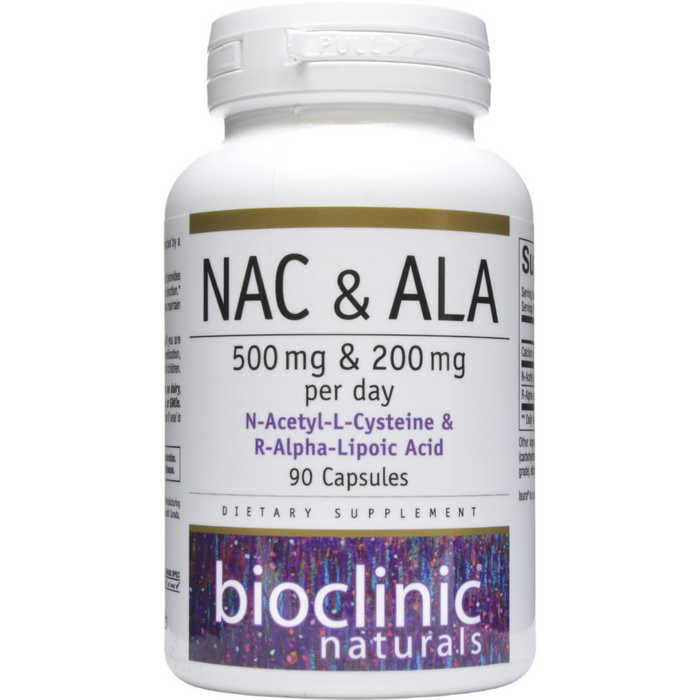 Bioclinic Naturals NAC & ALA, 90 capsules, front of bottle