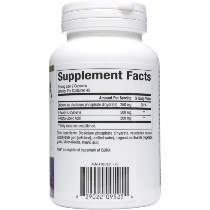 Bioclinic Naturals NAC & ALA 90 capsules supplement facts label
