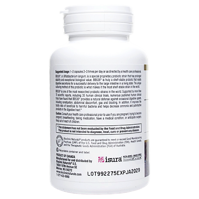 Bioclinic Naturals Probiotic-Pro BB536 60 capsules suggested use label