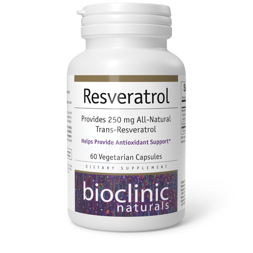 Bioclinic Naturals Resveratrol, 60 capsules, front of bottle