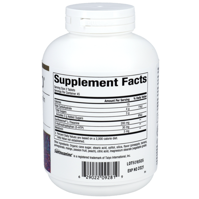 Bioclinic Naturals Somno-Pro 90 chewable tablets back of bottle label