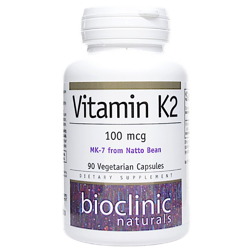 Bioclinic Naturals Vitamin K2 100 mcg, 90 capsules, front of bottle