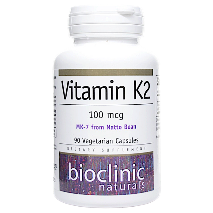 Bioclinic Naturals Vitamin K2 100 mcg, 90 capsules, front of bottle