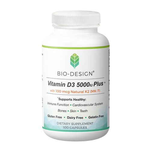 Biodesign Vitamin D3 5000 IU Plus Natural MK-7, 100 capsules, front of bottle