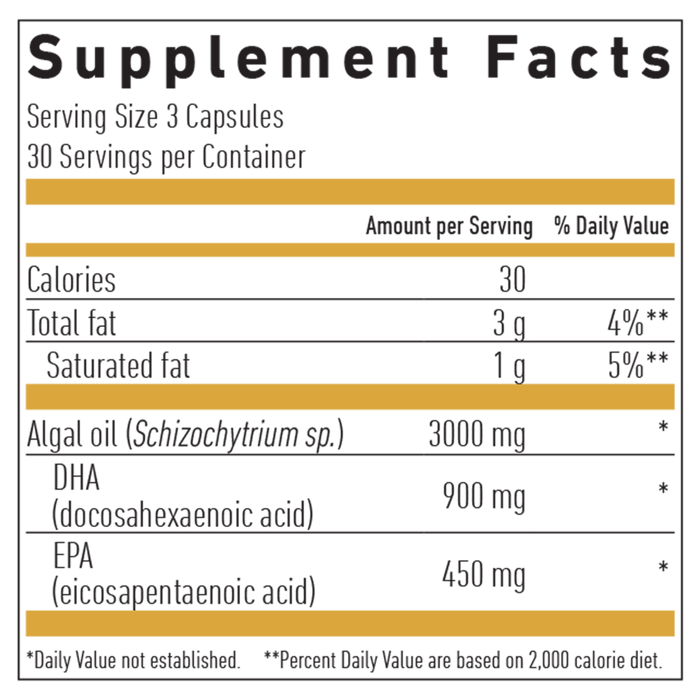 Biogena Omega 3 Vegan DHA & EPA 450 Supplement Facts