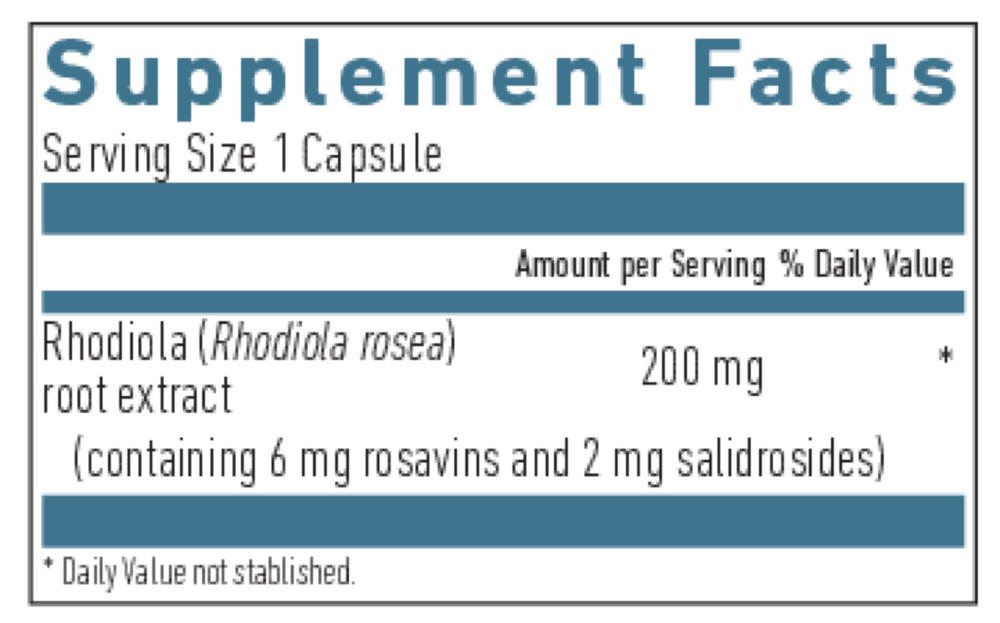 Biogena Rhodiola Rosea Formula Supplement Facts
