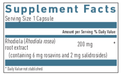 Biogena Rhodiola Rosea Formula Supplement Facts
