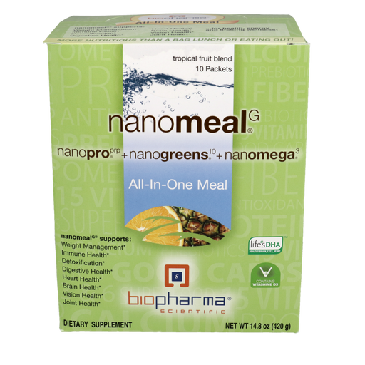 BioPharma Scientific NanoMeal Tropical Blend, 10 packets, front of box