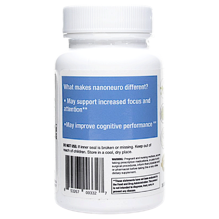 BioPharma Scientific Nanoneuro 30 capsules suggested use label