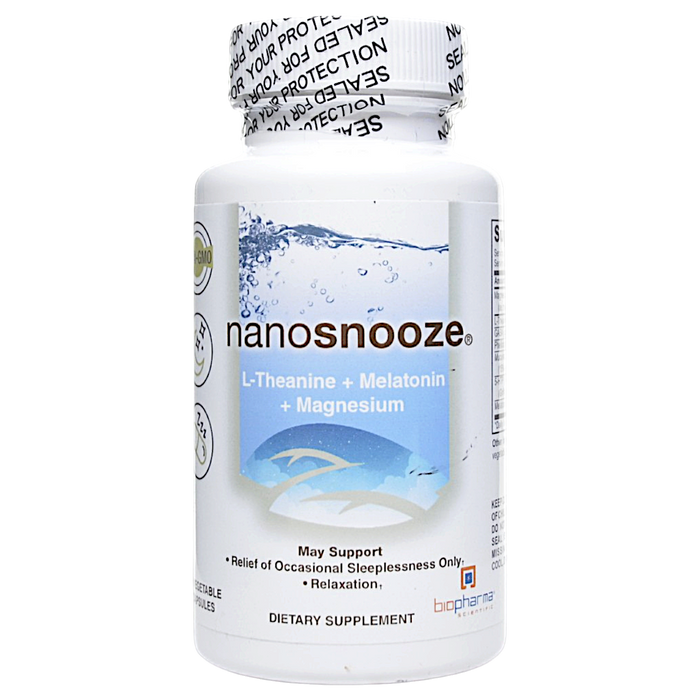 BioPharma Scientific Nanosnooze, 60 capsules, front of bottle
