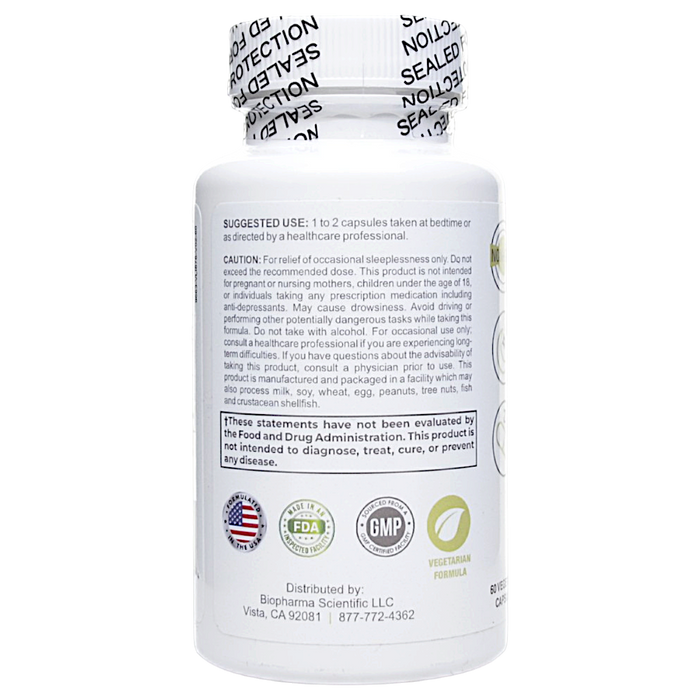 BioPharma Scientific Nanosnooze 60 capsules suggested use label