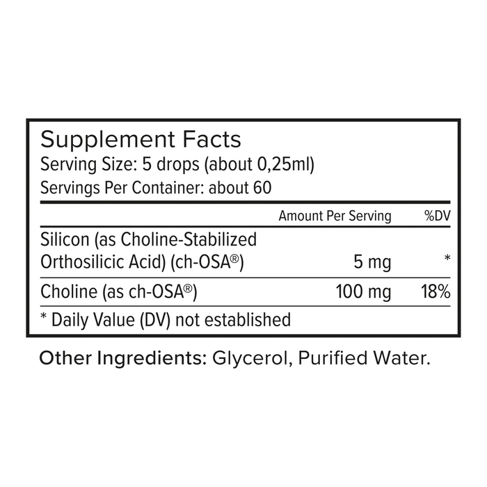 Biosil Collagen Generator Liquid Drops 15 ml supplement facts label
