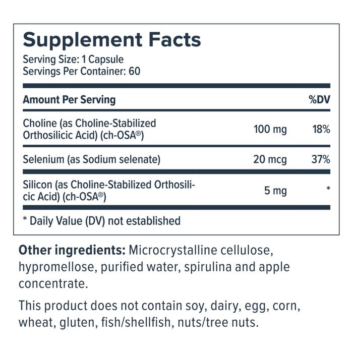 Biosil Healthy Aging 60 capsules supplement facts label