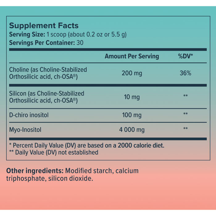 Biosil HerHarmony Beauty Blend 5.9 oz supplement facts label