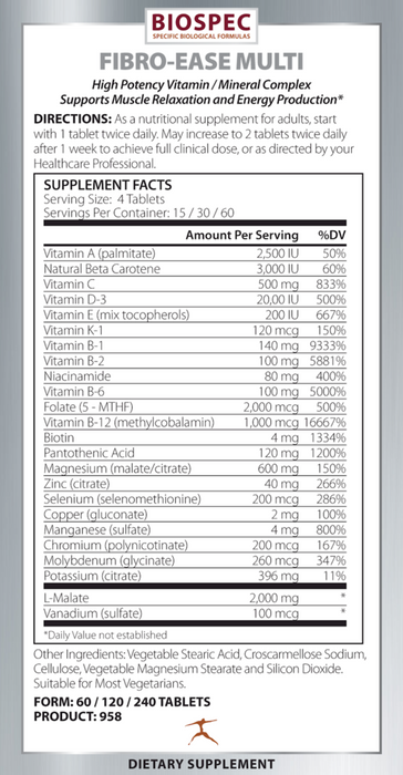 Biospec Nutritional Fibro-Ease Multi Supplement Facts