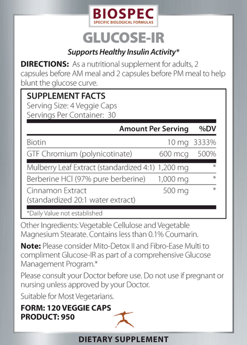 Biospec Nutritionals Glucose-IR Supplement Facts
