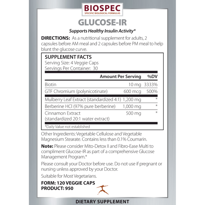 Biospec Nutritionals Glucose-IR Supplement Facts