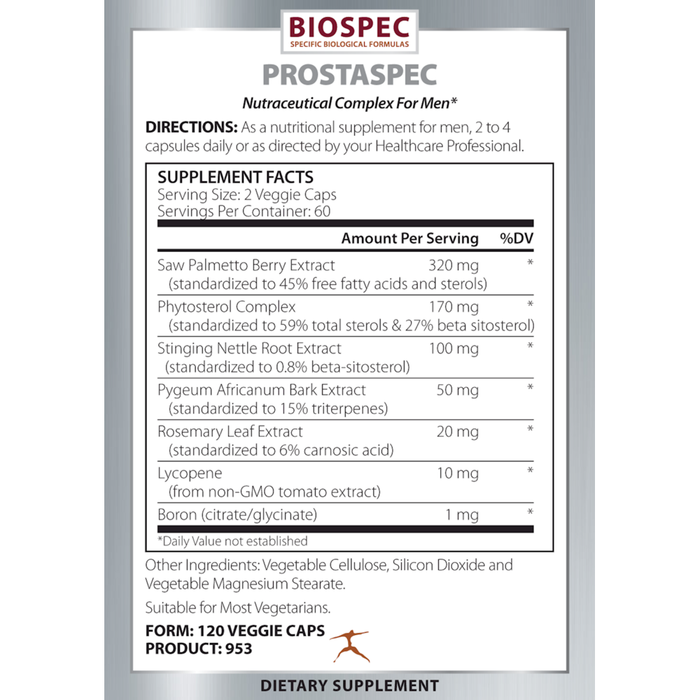 Biospec Nutritionals ProstaSpec Supplement Facts