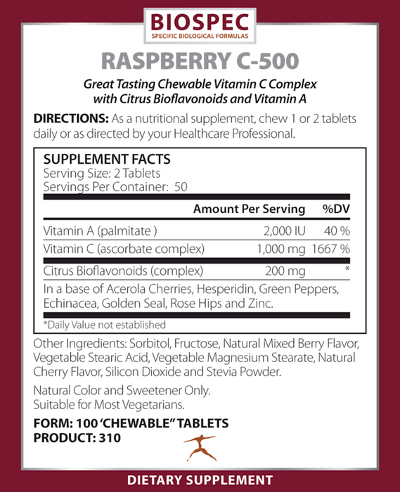 Biospec Nutritionals Raspberry C 500 Supplement Facts
