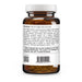 Back view of an amber plastic bottle of softgels with a white ribbed cap, showing the product directions and barcode label on a plain white background.