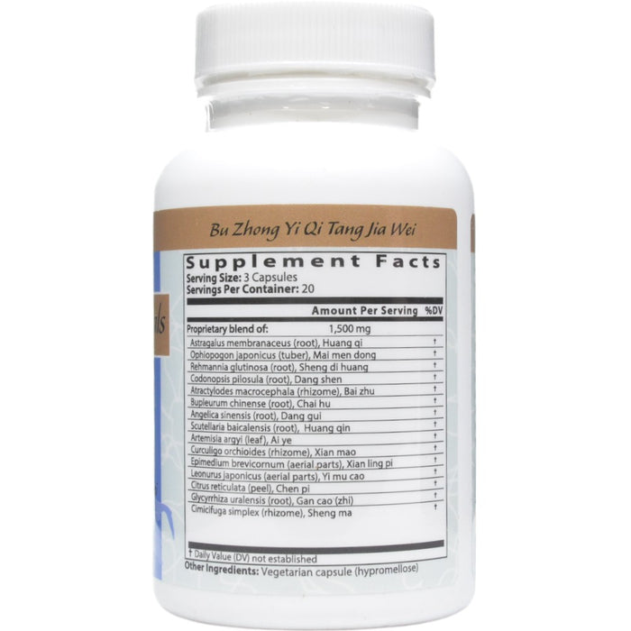 Blue Poppy Added Flavors Supplement the Center & Boost the Qi 60 capsules supplement facts label