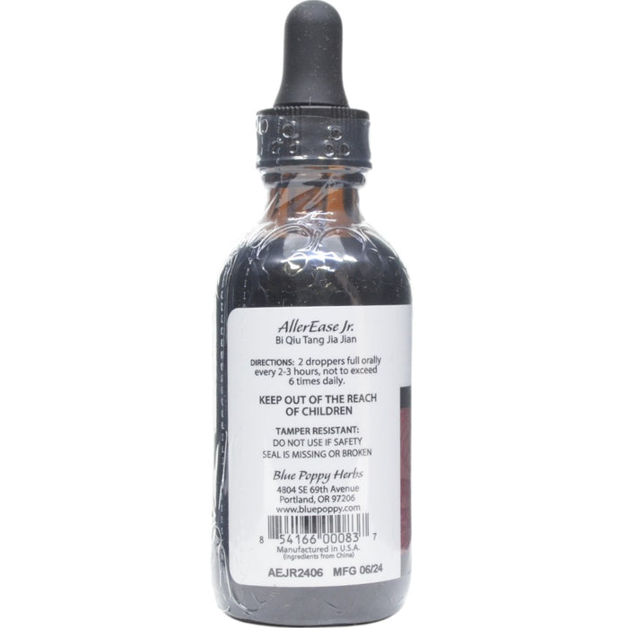 Blue Poppy AllerEase Jr. 2 fl oz directions label