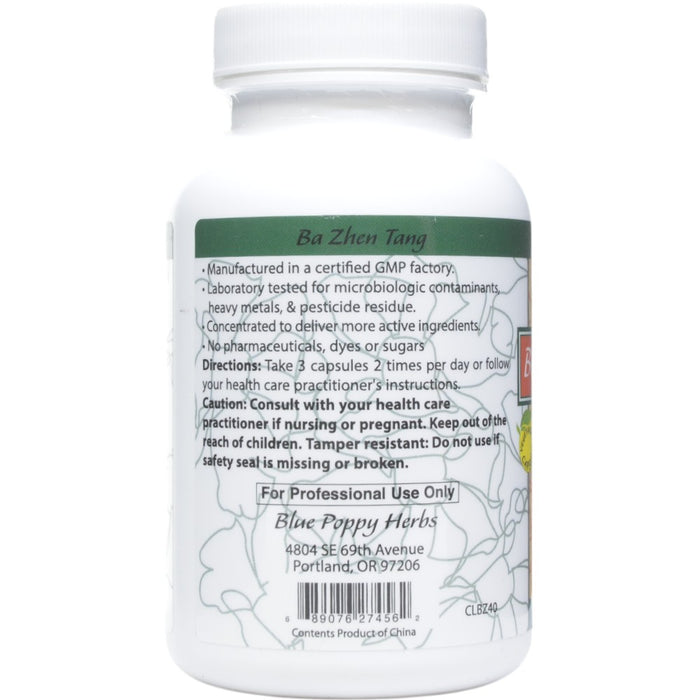 Blue Poppy Ba Zhen Tang 120 capsules directions label