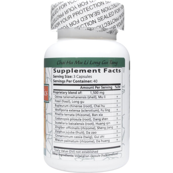 Blue Poppy Chai Hu Mu Li Long Gu Tang 120 capsules supplement facts label