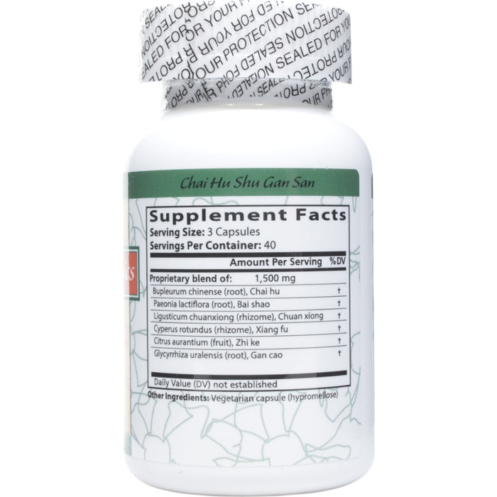 Blue Poppy Chai Hu Shu Gan San 120 capsules supplement facts label